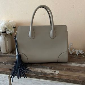 Made in Italy Genuine Leather Gray Satchel